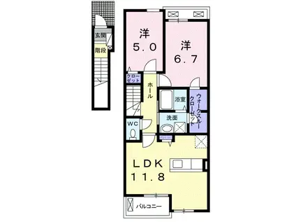 フェニックス Ⅰ(2LDK/2階)の間取り写真