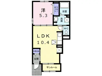 アルバⅠ(1LDK/1階)の間取り写真