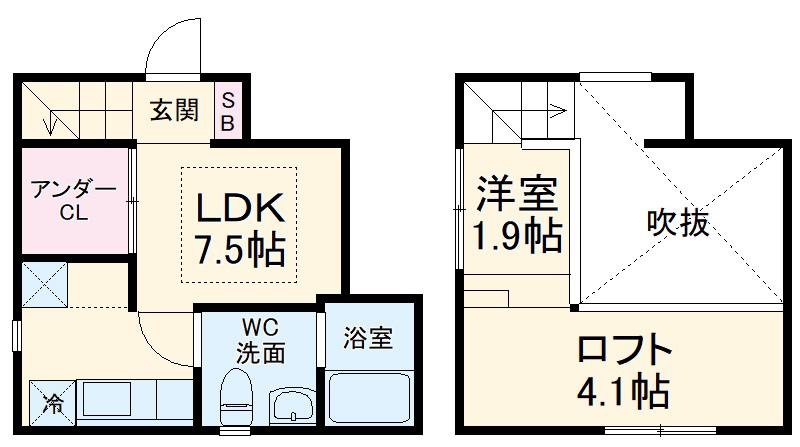 ACCOMMO岩塚(1DK/1階)の間取り写真