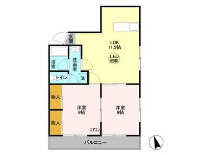 第3山忠マンション(2LDK/1階)の間取り写真