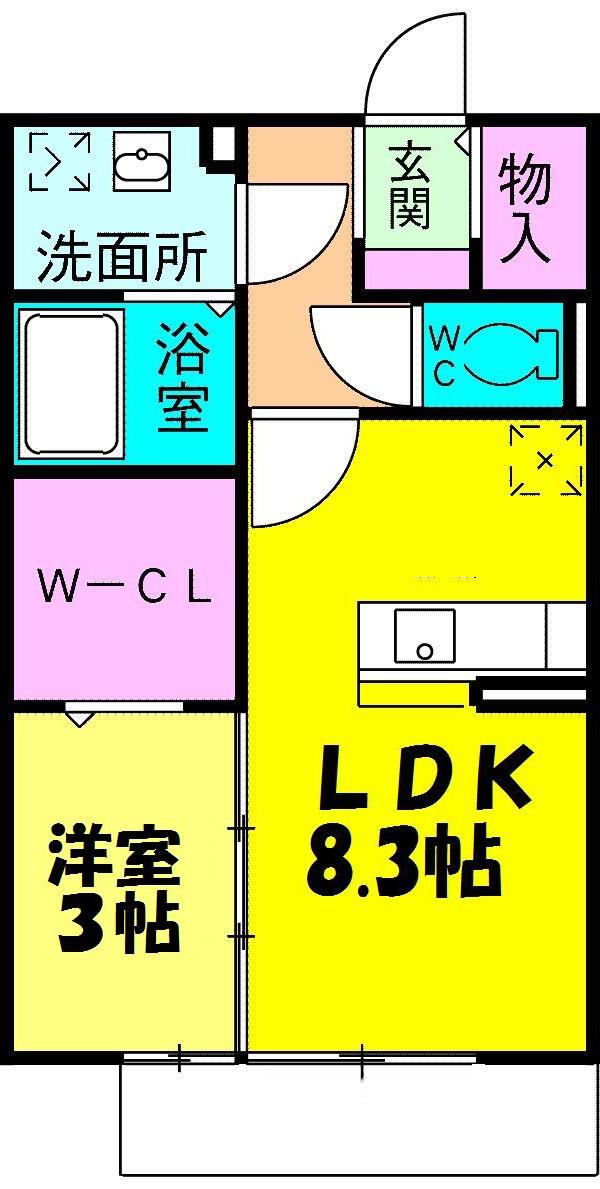 ヴァンベール(1LDK/2階)の間取り写真