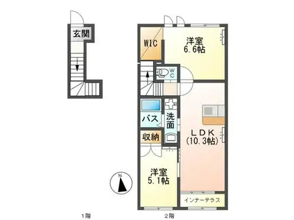 IXIA(2LDK/2階)の間取り写真