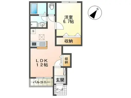 GREEN CALMⅥ(1LDK/1階)の間取り写真