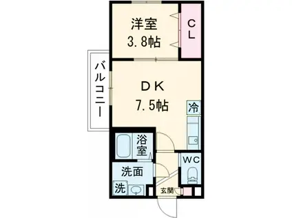 AJ新小岩ノースⅡ(1DK/3階)の間取り写真