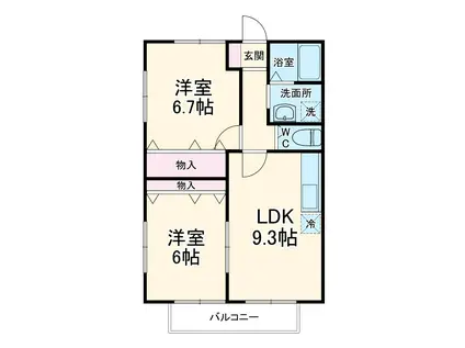 シダーバレーE(2LDK/2階)の間取り写真