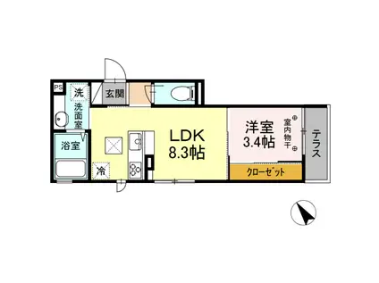 コンフォート高松町(1LDK/2階)の間取り写真