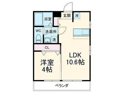 スカイハイツ(1LDK/2階)の間取り写真