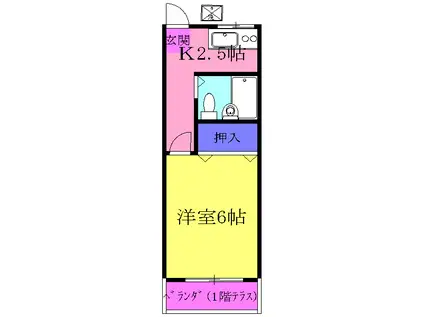 コーポ水引(ワンルーム/1階)の間取り写真