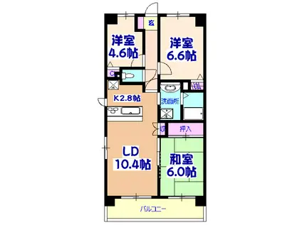 モア・ステージ新鎌ヶ谷(3LDK/2階)の間取り写真