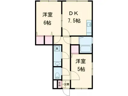 プレミール(2DK/1階)の間取り写真