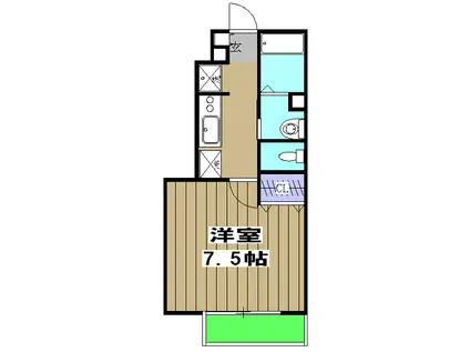 ボワヴィラージュⅡ(1K/1階)の間取り写真