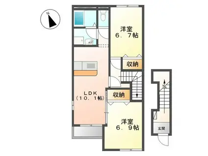 HONESTY(2LDK/2階)の間取り写真