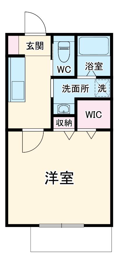 エルミオーレ小鹿(1K/1階)の間取り写真