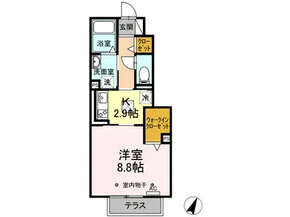 アルカンシエル B棟(1K/1階)の間取り写真