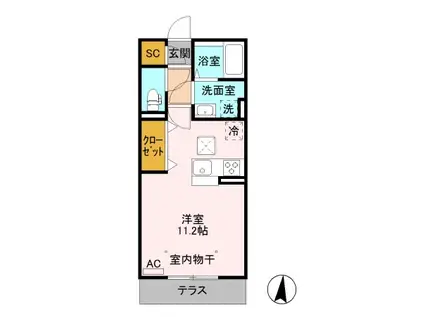 GRANT・Ⅰ(ワンルーム/1階)の間取り写真