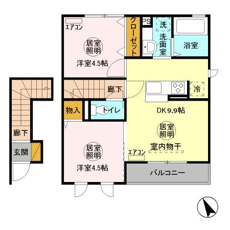 S-RESIDENCE江坂EMINENCE(2DK/2階)の間取り写真
