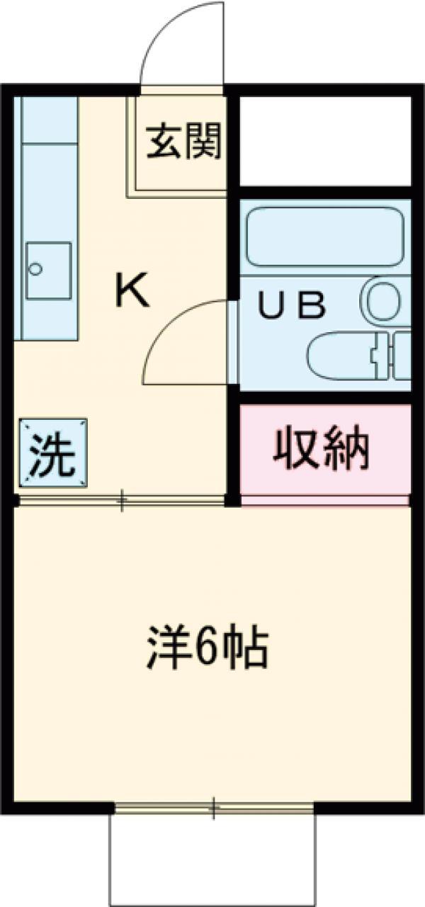 ドミールK(1K/2階)の間取り写真