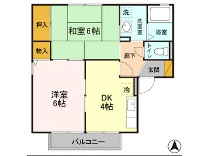 サンパティーク丸山C棟(2DK/2階)の間取り写真