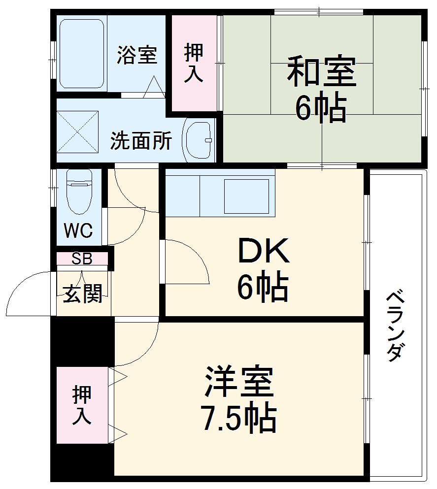 DAKOTA HOUSE(2DK/2階)の間取り写真