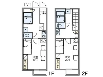レオパレスSUNRISE(1K/1階)の間取り写真
