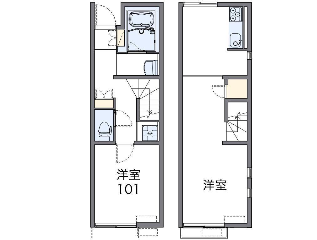 レオネクスト石橋(1LDK/1階)の間取り写真