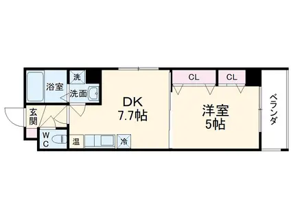 プルメリア御池(1DK/2階)の間取り写真