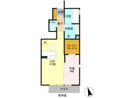 ヴィラクレール(1LDK/1階)の間取り写真