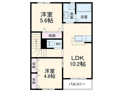 ラークヒル(2LDK/2階)の間取り写真