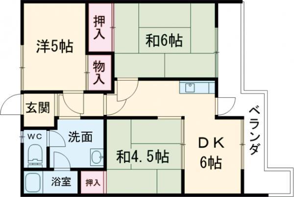 サンコーハイツ(3DK/4階)の間取り写真