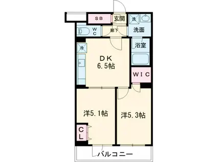 ルフレ世田谷ノール(2DK/1階)の間取り写真