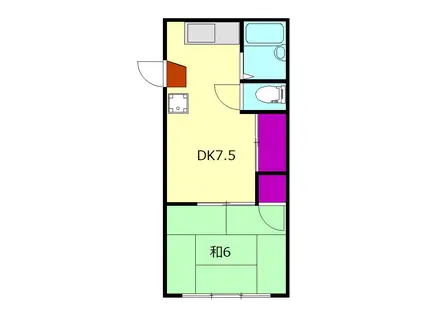 シーサイド早川(1DK/2階)の間取り写真