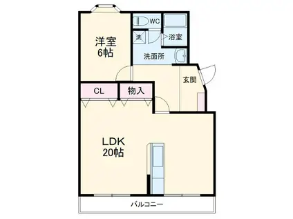 アグリーブル(1LDK/2階)の間取り写真