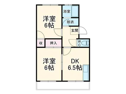 ベルキーシティ(2DK/2階)の間取り写真