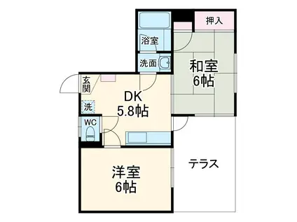 クレモナハイツ(2DK/1階)の間取り写真