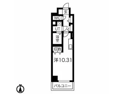 ラミューズ宇都宮(1K/2階)の間取り写真