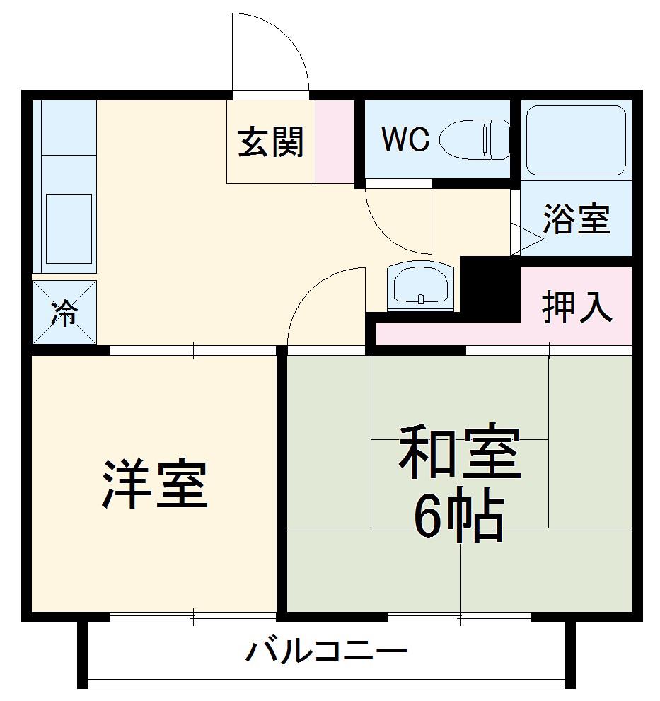 サニーヒルB(2DK/1階)の間取り写真