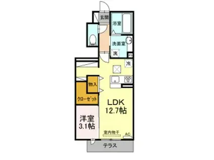 豊橋鉄道渥美線 南栄駅 徒歩23分 2階建 築5年(1LDK/1階)の間取り写真