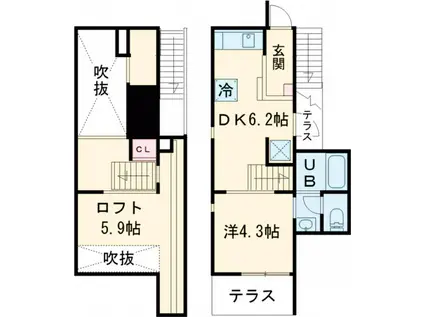 コートハイム3(1DK/1階)の間取り写真