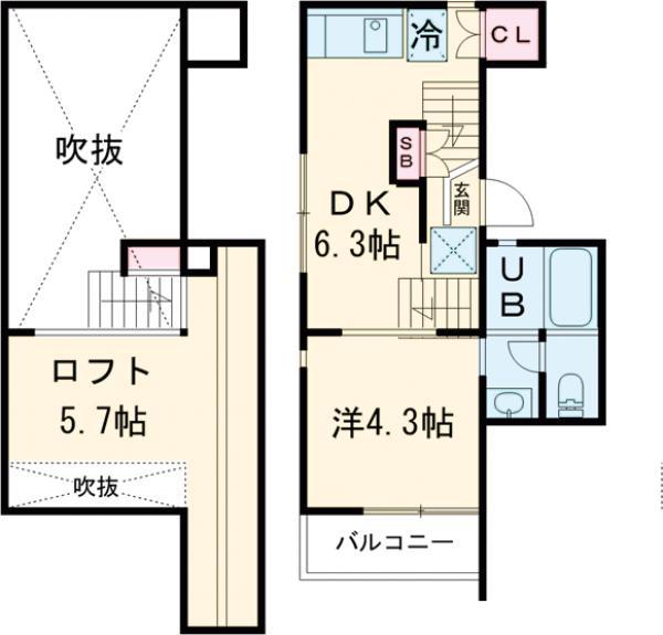 コートハイム3(1DK/2階)の間取り写真
