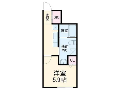 モアナコート南流山(1K/1階)の間取り写真
