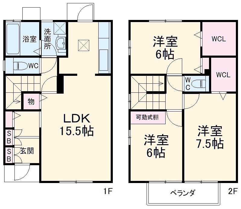 ローズコート中桜塚(3LDK)の間取り写真