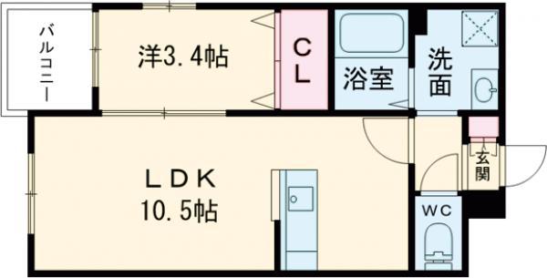 フォレストヒルズ博多(1LDK/1階)の間取り写真