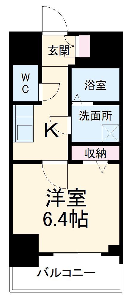 エスリード名古屋STATION ウエスト(1K/8階)の間取り写真