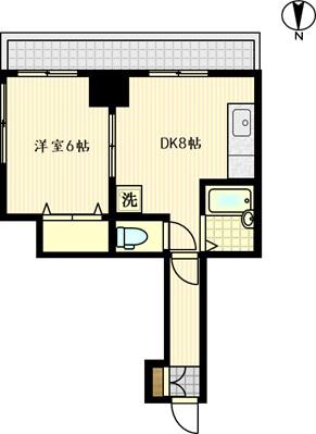 大師レジデンス(1DK/6階)の間取り写真