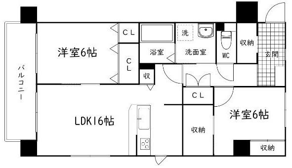 クランベリー(2LDK/3階)の間取り写真