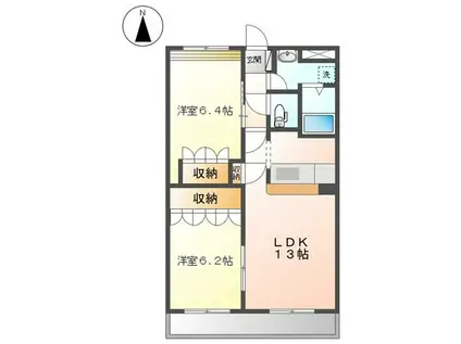 ミラーアイランドGⅠ(2LDK/2階)の間取り写真