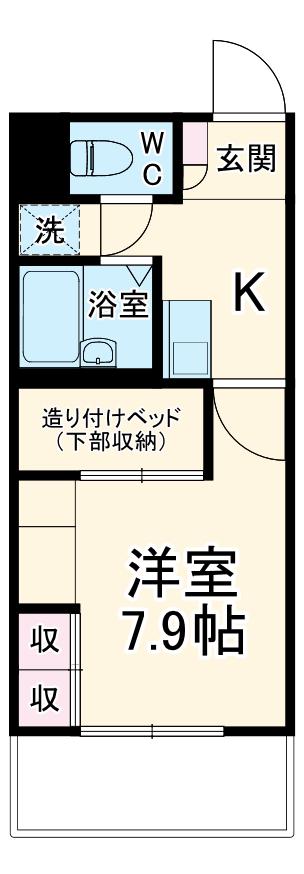 レオパレスヴィルヌーブ川崎B(1K/4階)の間取り写真