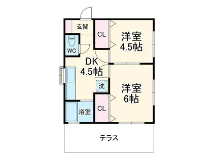 総武・中央緩行線 東船橋駅 徒歩16分 2階建 築50年(2K)の間取り写真