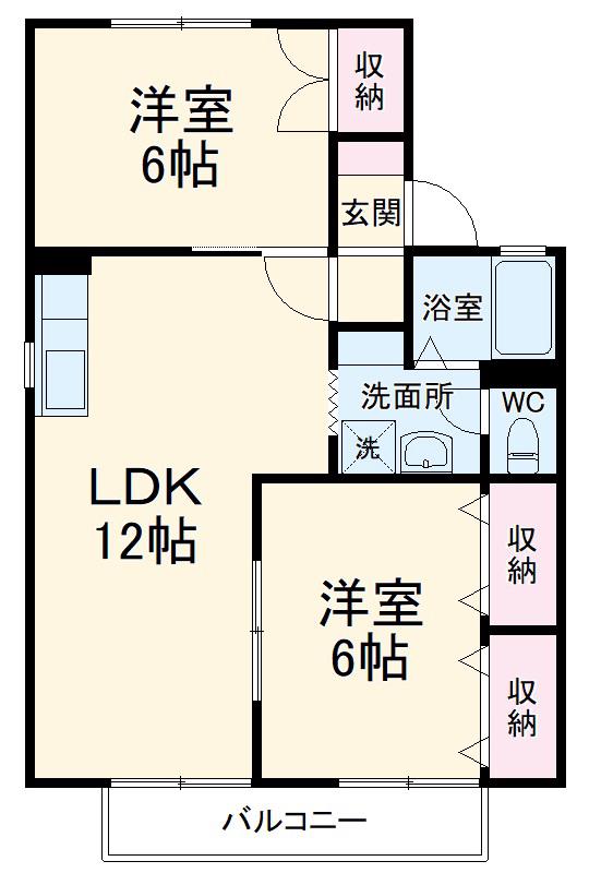 エビスセジュールD(2LDK/1階)の間取り写真