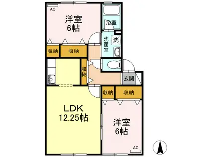 グランシティソレーユ B(2LDK/1階)の間取り写真